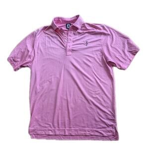 Footjoy Performance Polo Shirt Medium Pink Striped Golf Preppy